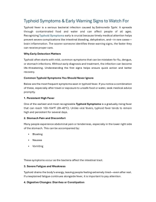 Typhoid Symptoms & Early Warning Signs to Watch For