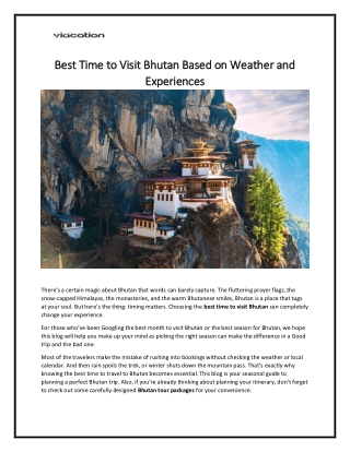 Best Time to Visit Bhutan Based on Weather and Experiences