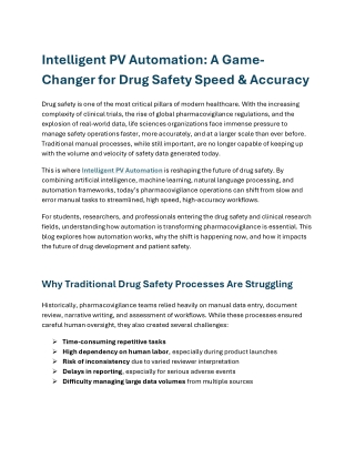 Intelligent PV Automation A Game-Changer for Drug Safety