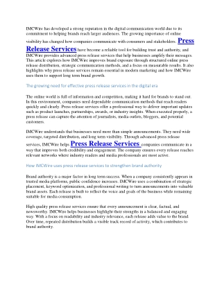 Press release services IMCWire enable companies to share news with global media