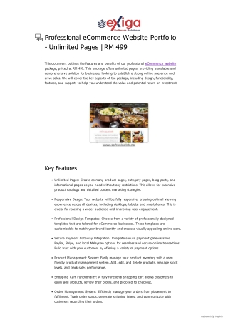 Professional eCommerce Website Portfolio - Unlimited Pages _ RM 499