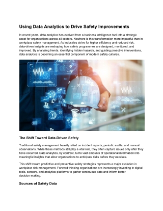 Using Data Analytics to Drive Safety Improvements