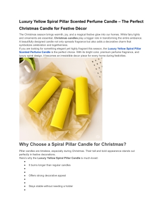 Luxury Yellow Spiral Pillar Scented Perfume Candle – The Perfect Christmas Candle for Festive Décor (2)
