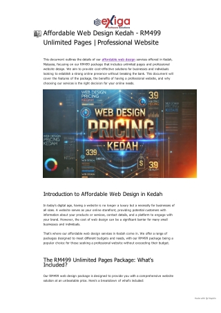 Affordable Web Design Kedah - RM499 Unlimited Pages _ Professional Website