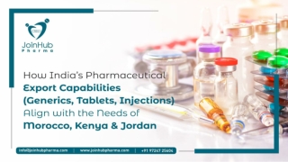 India’s Pharmaceutical Export (Generics, Tablets, Injections) Morocco, Kenya & Jordan