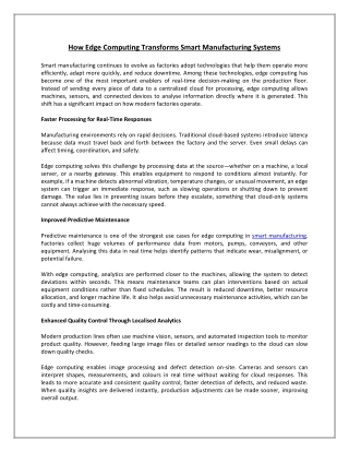 How Edge Computing Transforms Smart Manufacturing Systems