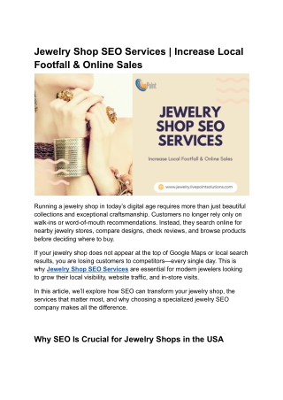 Jewelry Shop SEO Services & Online Sales
