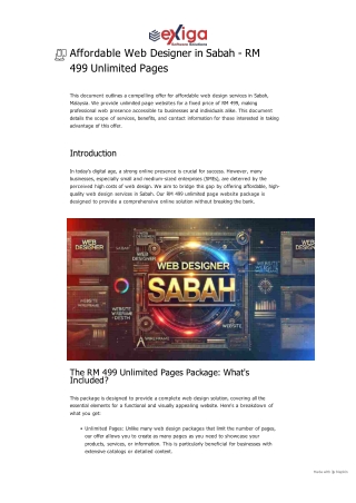 Affordable Web Designer in Sabah - RM 499 Unlimited Pages