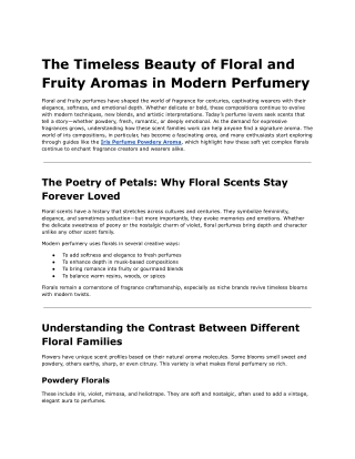 The Timeless Beauty of Floral and Fruity Aromas in Modern Perfumery