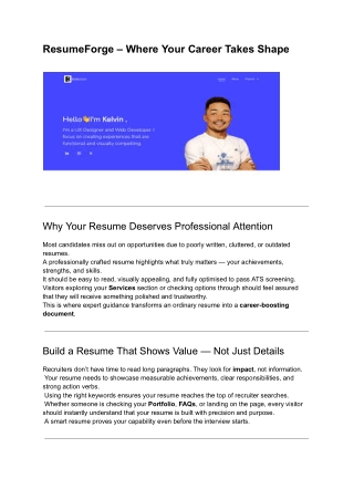 ResumeForge – Where Your Career Takes Shape