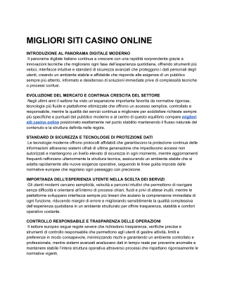 MIGLIORI SITI CASINO ONLINE