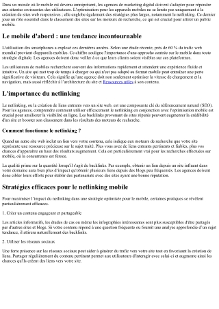 Optimisation mobile : l'importance du lien dans les stratégies des agences.