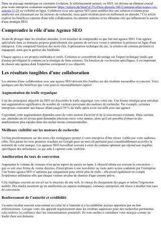 Quels résultats attendre d'une collaboration avec une Agence SEO ?