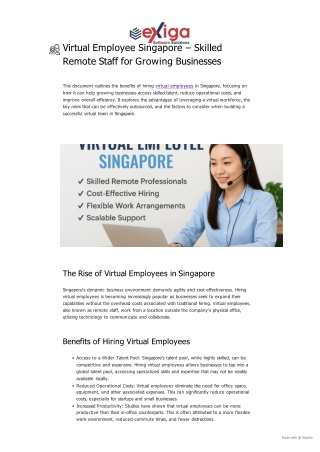 Virtual Employee Singapore – Skilled Remote Staff for Growing Businesses