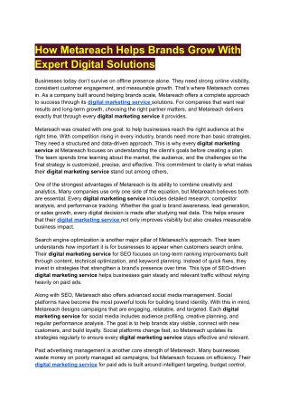 How Metareach Helps Brands Grow With Expert Digital Solutions