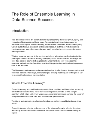 The Role of Ensemble Learning in Data Science Success