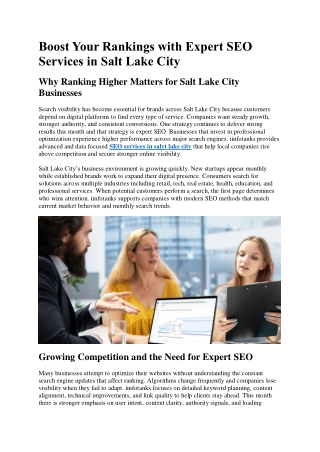 Boost Your Rankings with Expert SEO Services in Salt Lake City