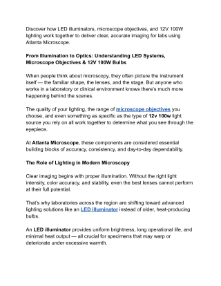 From Illumination to Optics: Understanding LED Systems, Microscope Objectives