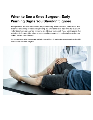 When to See a Knee Surgeon: Early Warning Signs