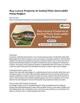 Buy Luxury Property at Godrej Plots Samruddhi Marg Nagpur