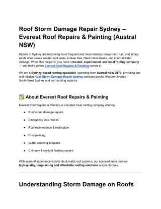 Roof Storm Damage Repair Sydney – Everest Roof Repairs & Painting (Austral NSW) (1)