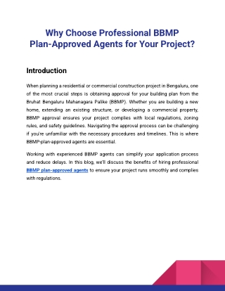 Why Choose Professional BBMP Plan-Approved Agents for Your Project_GR Group