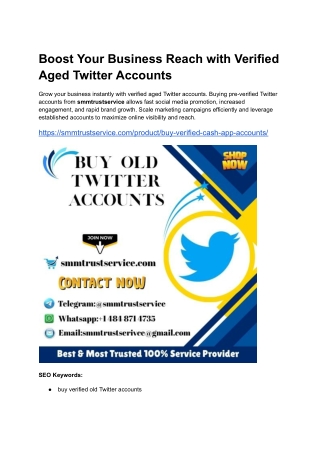 Boost Your Business Reach with Verified Aged Twitter Accounts