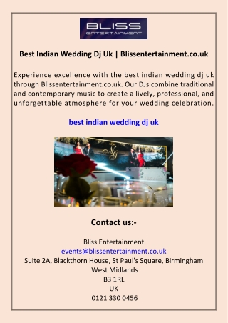 Best Indian Wedding Dj Uk Blissentertainment.co.uk