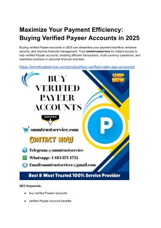 Maximize Your Payment Efficiency_ Buying Verified Payeer Accounts in 2025
