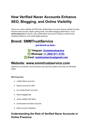 How Verified Naver Accounts Enhance SEO, Blogging, and Online Visibility