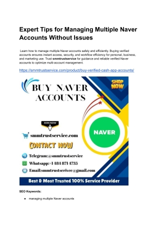 Expert Tips for Managing Multiple Naver Accounts Without Issues