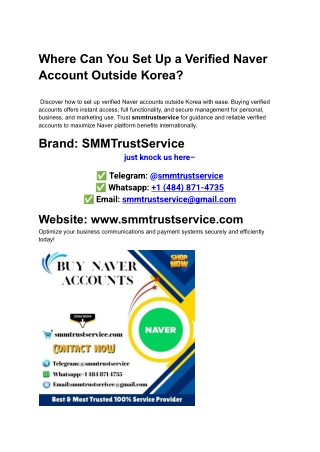 Where Can You Set Up a Verified Naver Account Outside Korea