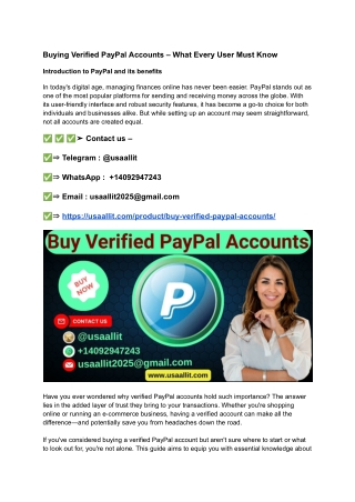 Buying Verified PayPal Accounts – What Every User Must Know