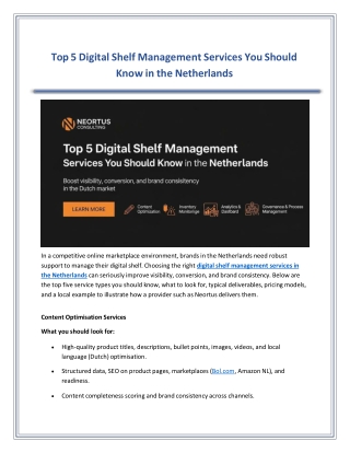 Top 5 Digital Shelf Management Services You Should Know in the Netherlands