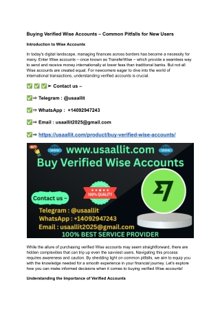 Buying Verified Wise Accounts – Common Pitfalls for New Users