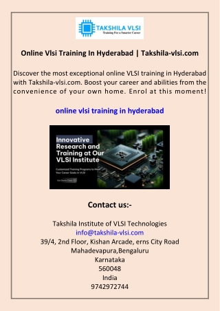 Online Vlsi Training In Hyderabad Takshila-vlsi.com
