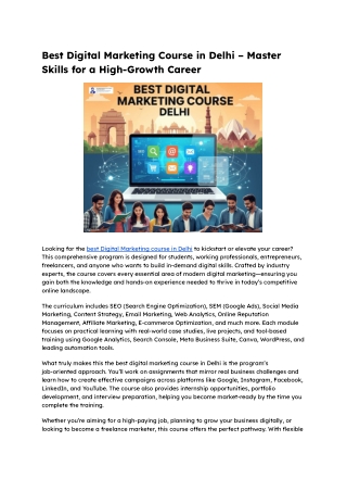 Best Digital Marketing Course in Delhi – Master Skills for a High-Growth Career