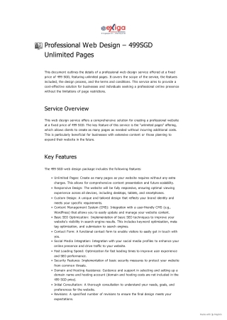 Professional Web Design – 499SGD Unlimited Pages