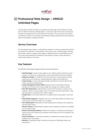 Professional Web Design – 499SGD Unlimited Pages