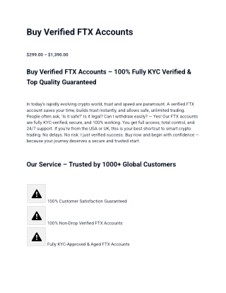 Top Selling To Buy Verified FTX Accounts In 2025