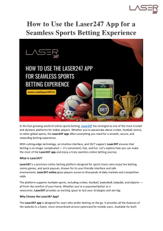 How to Use the Laser247 App for a Seamless Sports Betting Experience