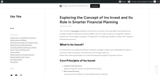 Exploring the Concept of Ins Invest and Its Role in Smarter Financial Planning – Site Title