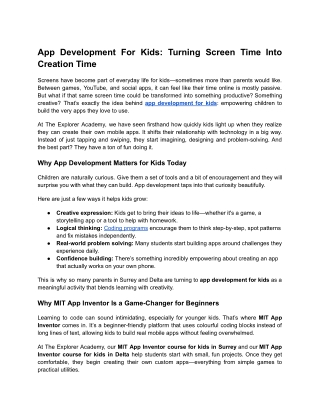 App Development For Kids_ Turning Screen Time Into Creation Time