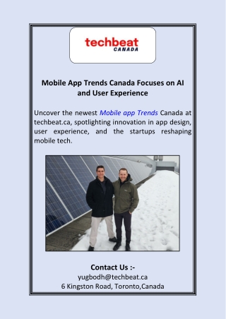 Mobile App Trends Canada Focuses on AI and User Experience