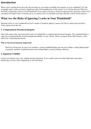 What Are the Risks of Ignoring Cracks in Your Windshield?