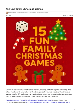 D6 die - 15 Fun Family Christmas Games