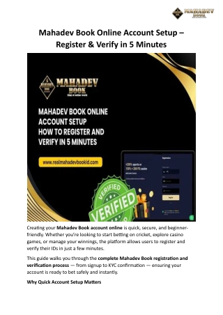Mahadev Book Online Account Setup – Register & Verify in 5 Minutes