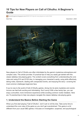 Roll a D10 die  -10 Tips for New Players on Call of Cthulhu A Beginners Guide