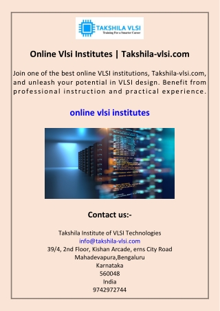Online Vlsi Institutes Takshila-vlsi.com