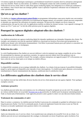 Le rôle des chatbots dans le service client géré par une agence digitale